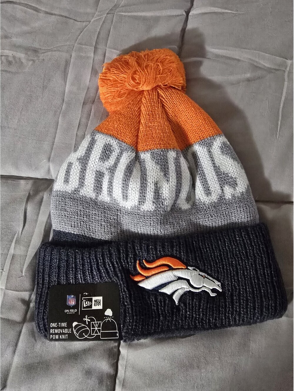 Denver Broncos New Era NFL Sport Cable Knit Pom Pom Beanie Cuffed Winter Hat
